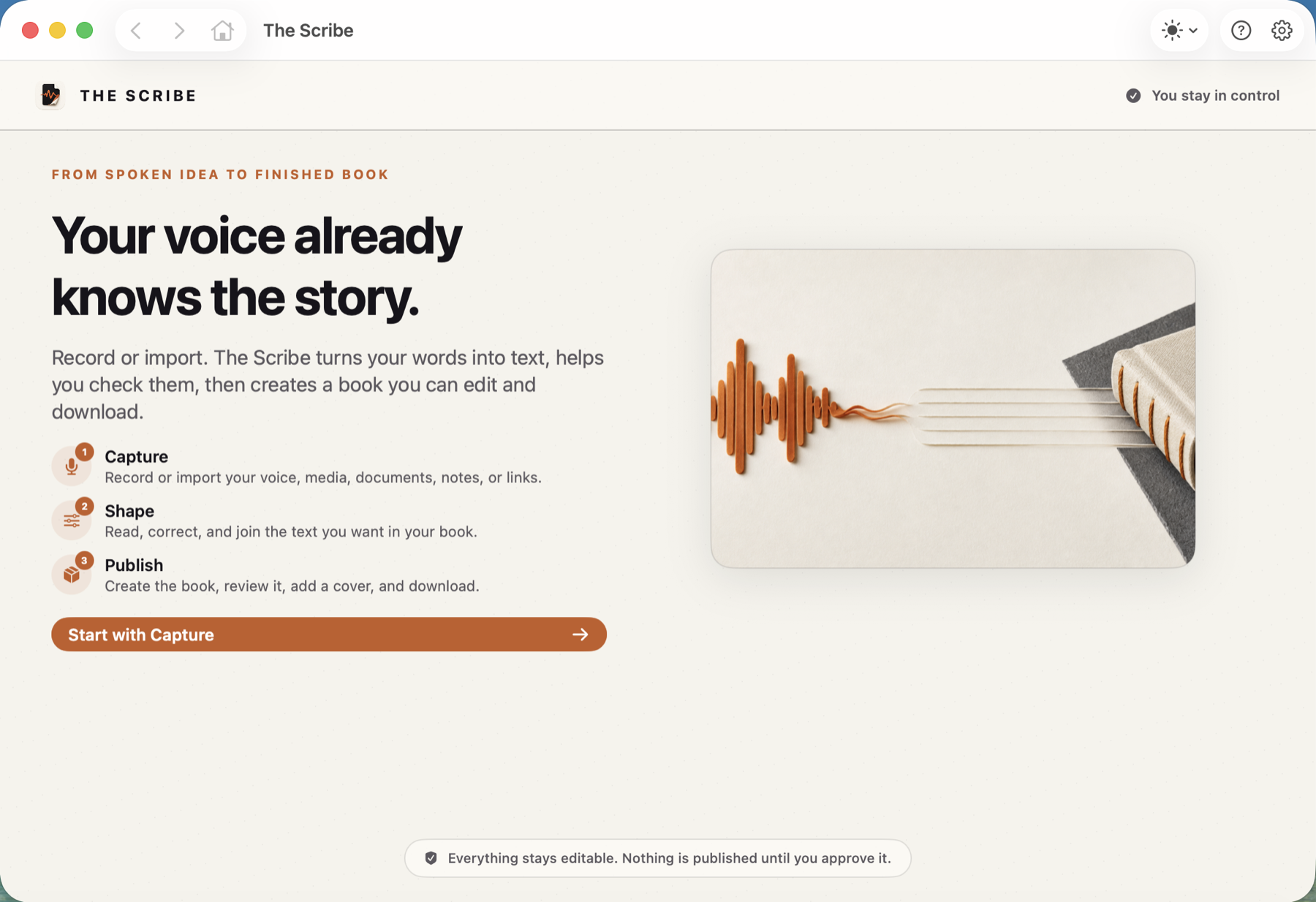 Current The Scribe interface on macOS
