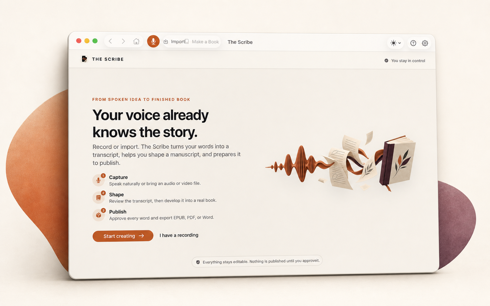 Current The Scribe interface on macOS