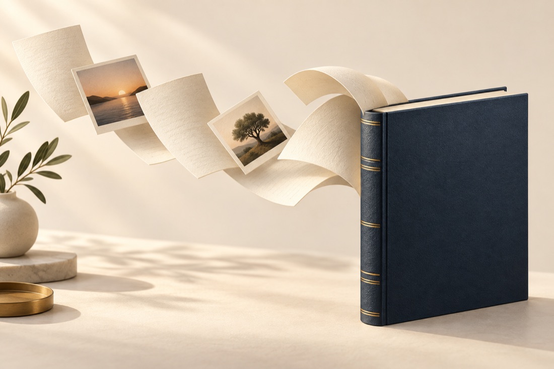 Journal pages gathered into a finished book